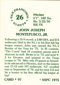 1976 SSPC #97 John Montefusco back