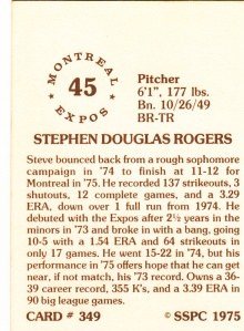 1976 SSPC #349 Steve Rogers back