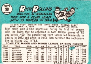 1965 Topps Rich Rollins back